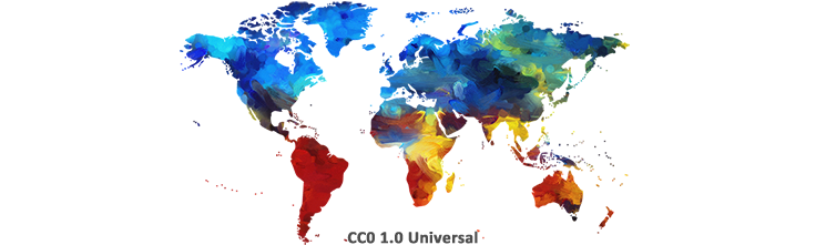 Colourfully painted continents on a map of the world