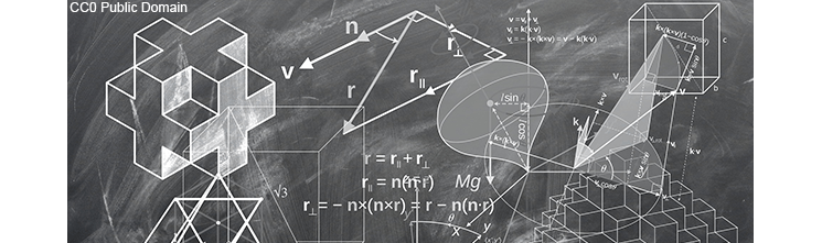 Geometry and maths formulas drawn on a chalk board (CC0 Public Domain)